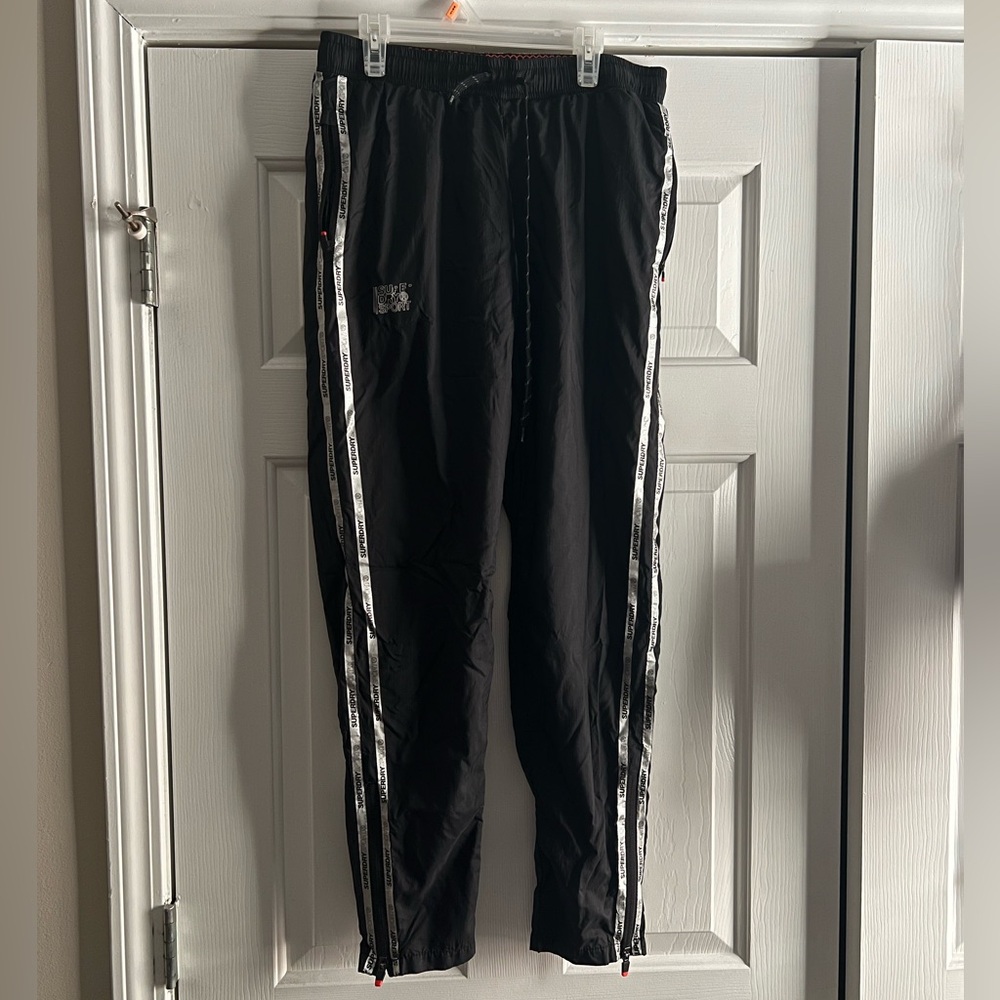 Superdry Sport Black Pants with Silver Accents
